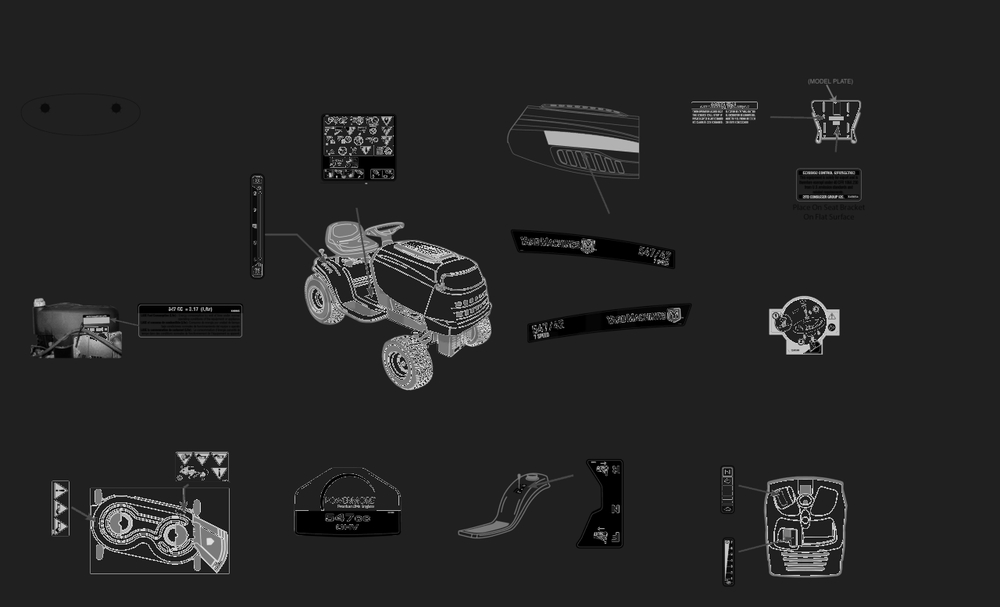 Label Map Diagram and Parts List for 547-42 (13B8775S345)(2022) Yard Machines Lawn Tractor